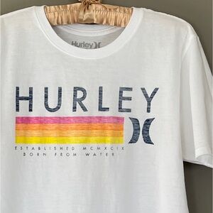 Hurley Men’s Size M White Graphic Blender Gradient Colorful Tee New Without Tags